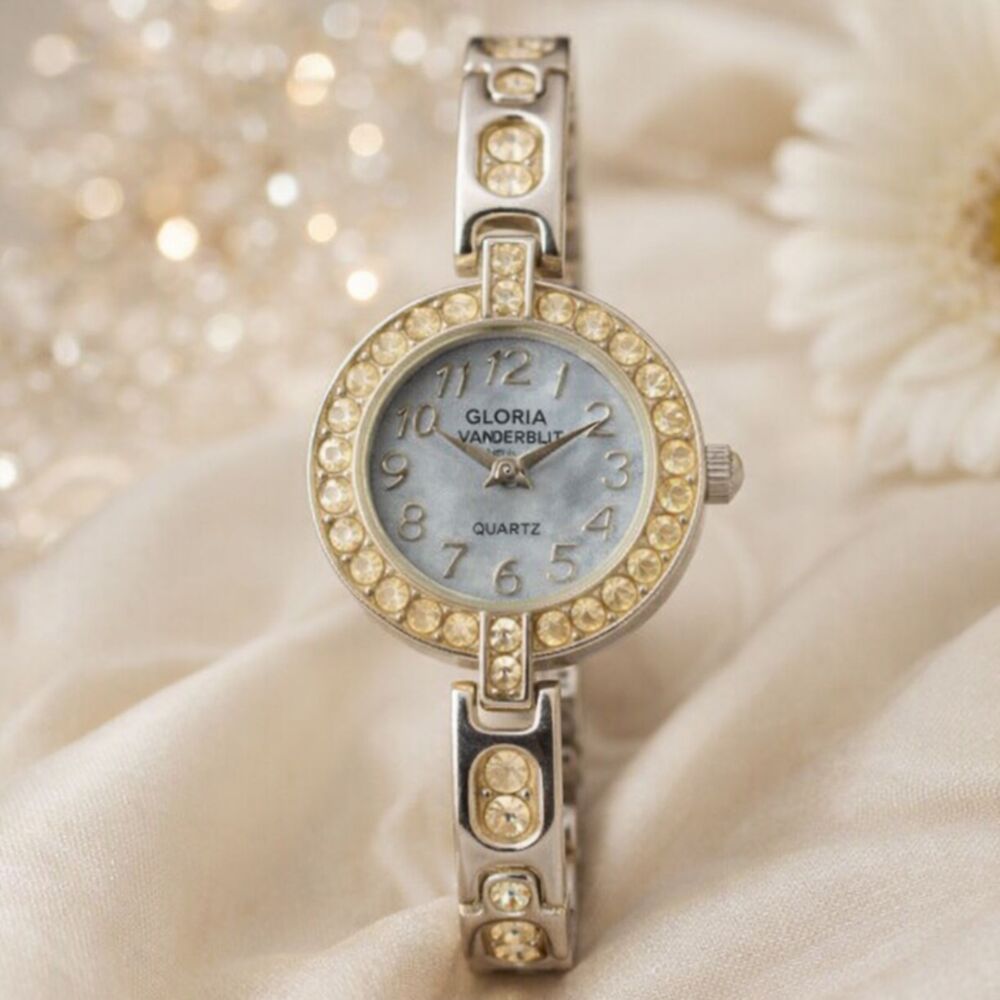 Gloria Vanderbilt Vintage Crystal Bezel Bracelet Watch